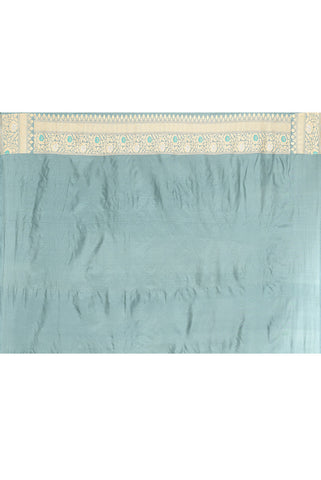 'Sugandha' Iceberg Blue Pure Katan Silk Banarasi Handloom Saree with Kahua Ropa Sona Boota and Meenakari Border