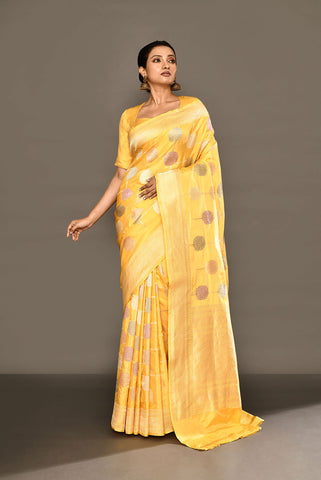 'Urja' Pure Katan Silk Banarasi Handloom Saree with Gharchola Meenakari Kadhua Boota and Border