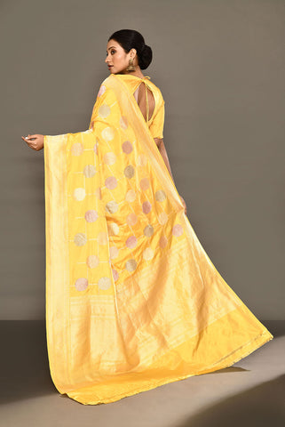 'Urja' Pure Katan Silk Banarasi Handloom Saree with Gharchola Meenakari Kadhua Boota and Border