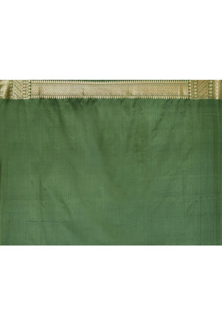 Dusty Pine Green Semi Katan Mushru Satin Banarasi Handloom Saree