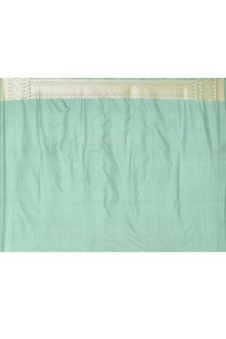 Dusty Green Semi Katan Mushru Satin Banarasi Handloom Saree