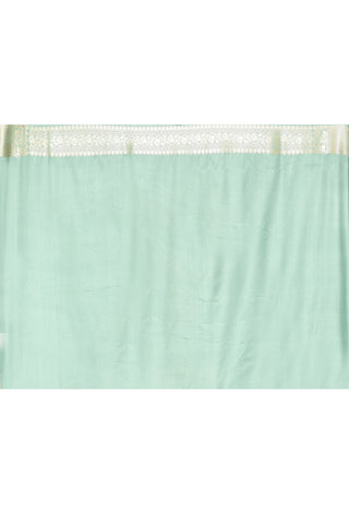 Dusty Green Semi Katan Mushru Satin Banarasi Handloom Saree