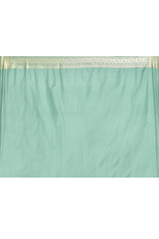 Dusty Green Semi Katan Mushru Satin Banarasi Handloom Saree