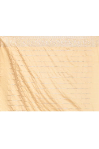 Beige Tussar Semi katan Mushru Satin  Banarasi Handloom Saree