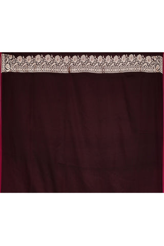 Cranberry Wine Semi Katan Mushru Satin Banarasi Handloom Saree