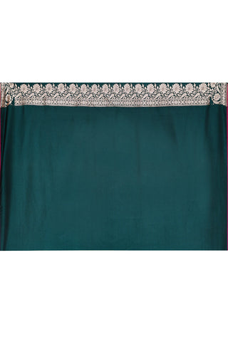 Teal Green Semi Katan Mushru Satin Banarasi Handloom Saree