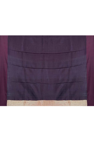 Grey Pure Katan Silk Banarasi Handloom Saree With Kadhua Boota and Contrast Palla in Wine