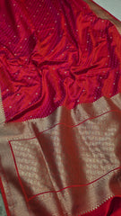 Raspberry Pink Red Mushru Banarasi Handloom Saree