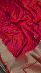 Raspberry Pink Red Mushru Banarasi Handloom Saree