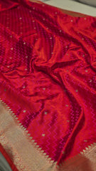Raspberry Pink Red Mushru Banarasi Handloom Saree